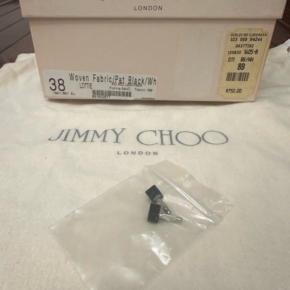 Jimmy Choo Lottie Patent Leather & Raffia Heels Black Size 38 - Picture 8 of 10